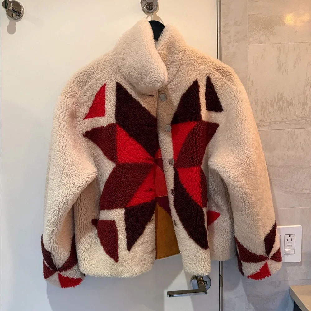 Isabel Marant Multicolor Shearling Jacket Size Small - Picture 3 of 4